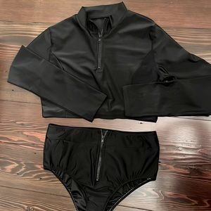 Two Piece Bathing Suit Long Sleeved with Zippers